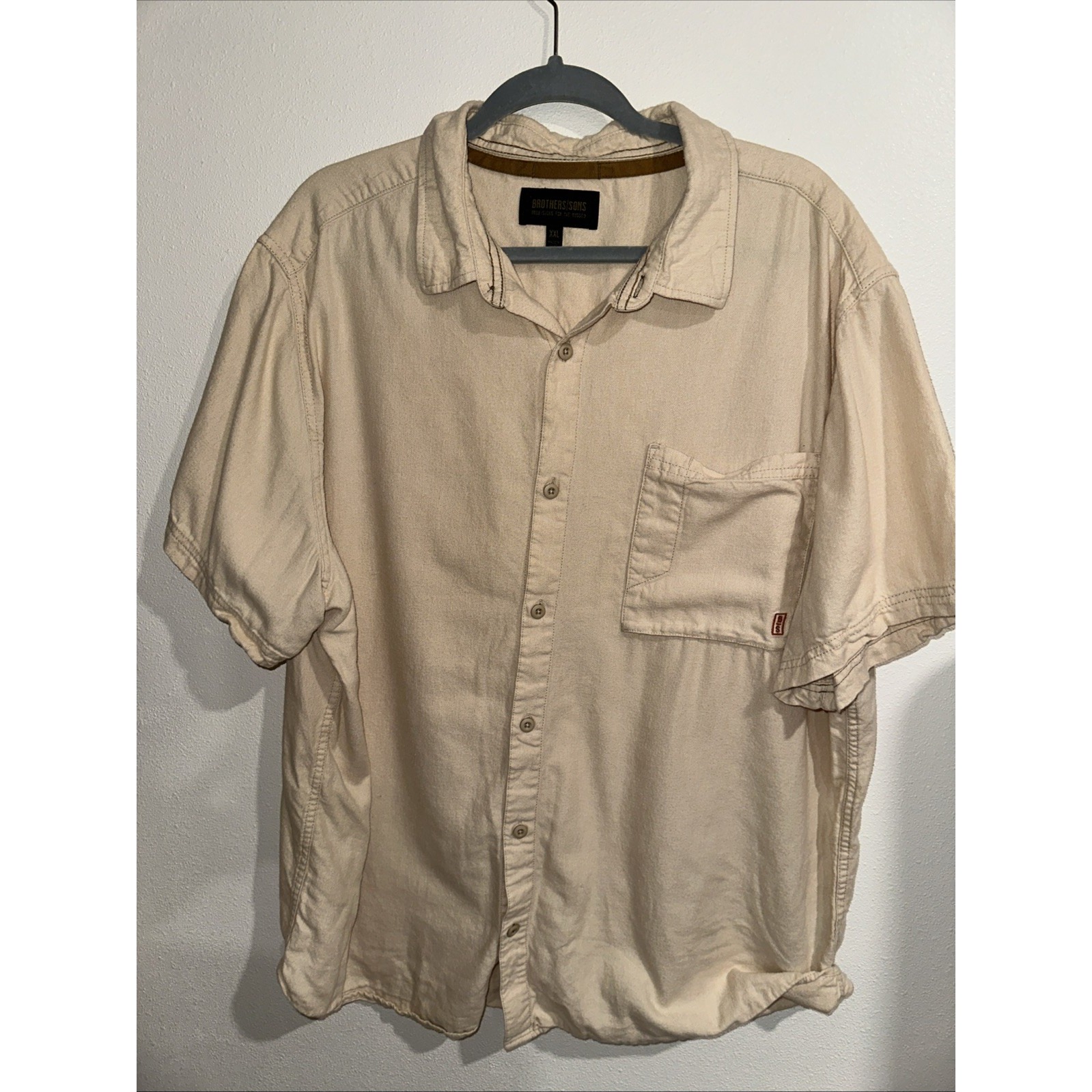 Brothers/Sons Short Sleeve Tan Bottom Up Shirt Size Xxl
